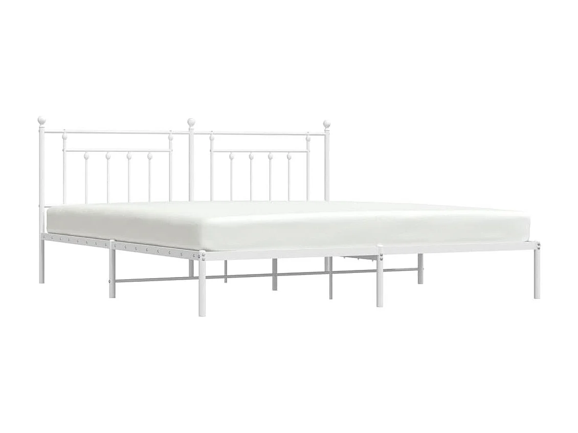 Cama 190x200 cm de metal con cabecero blanco ES10220