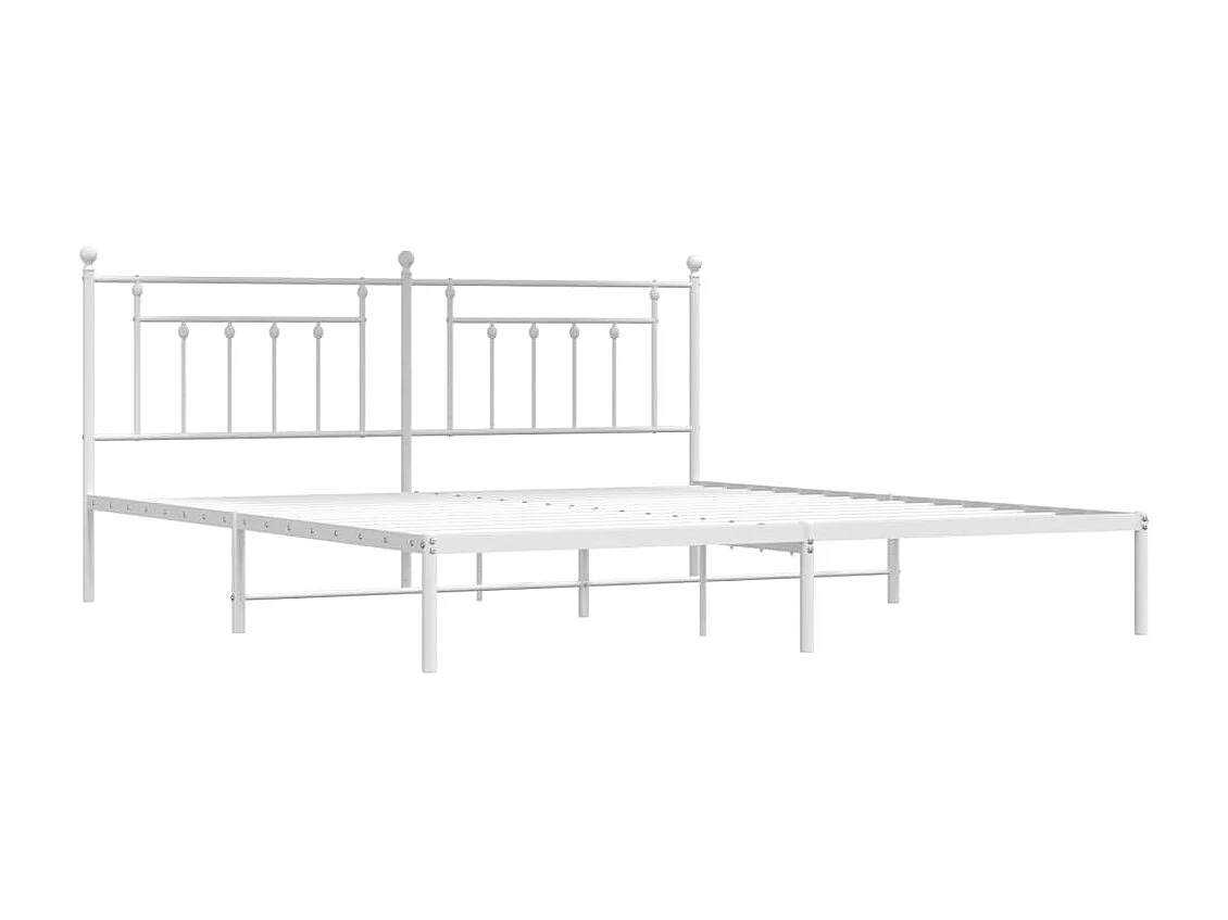 Cama 190x200 cm de metal con cabecero blanco ES10220