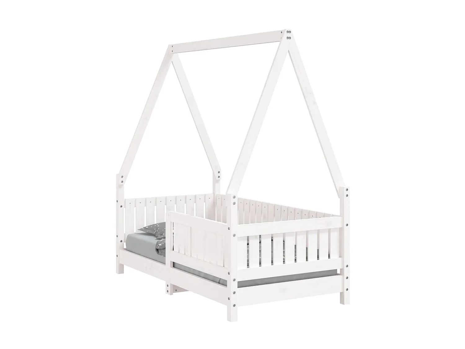 Lit-70x140 cm pour enfant blanc bois de pin massif EGGB58868