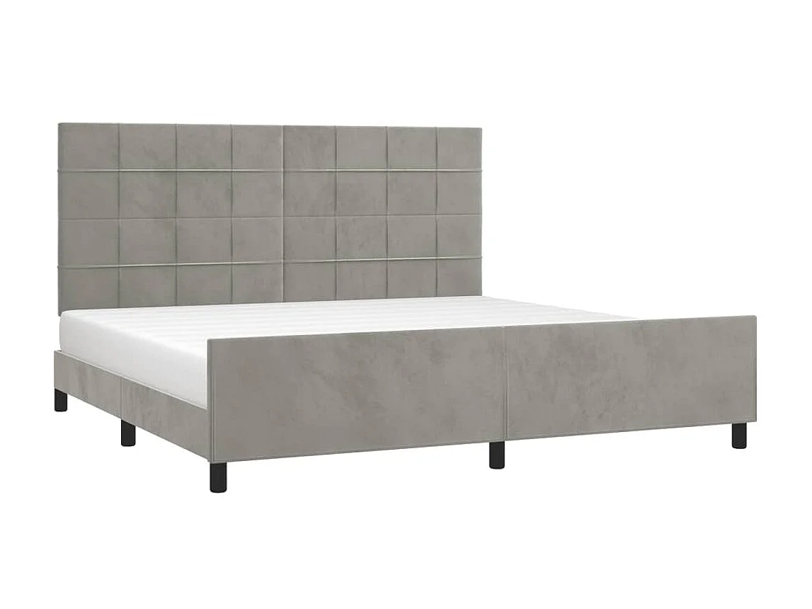 Bedframe met hoofdeinde fluweel lichtgrijs 200x200 cm NL63995