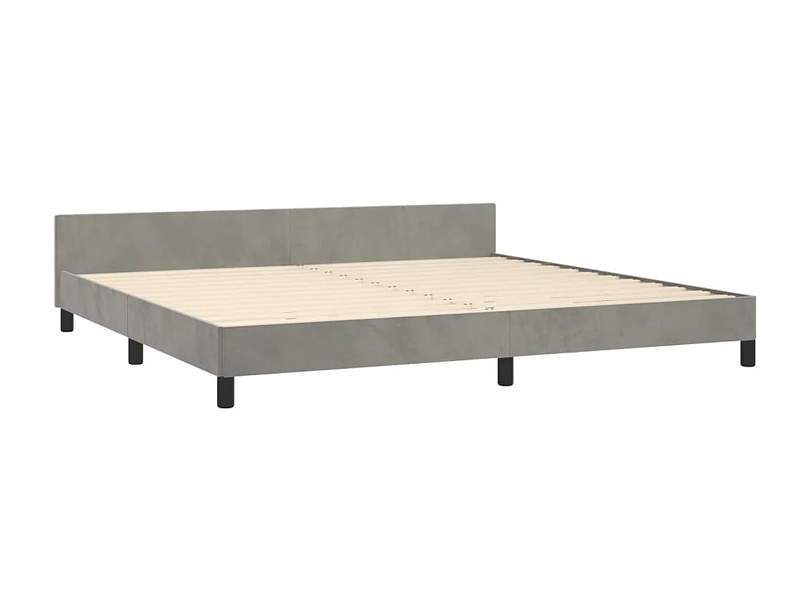 Lit-200x200 cm avec tête de lit Gris clair Velours EGGB84454