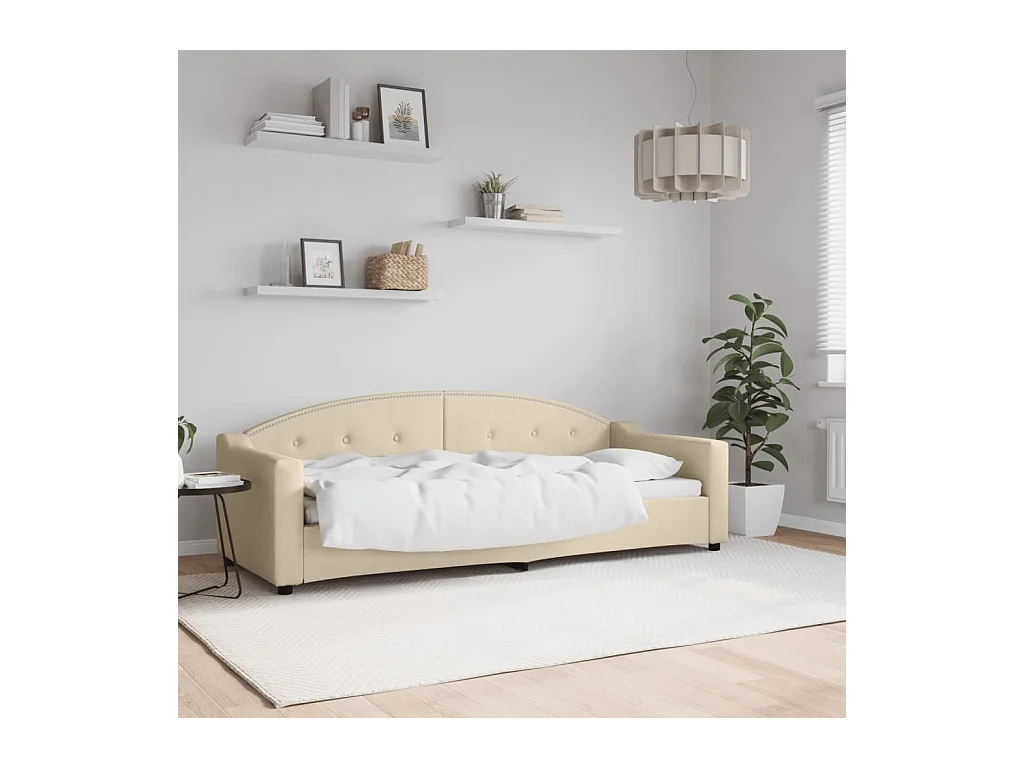 Lit-80x200 cm de repos crème tissu EGGB25575