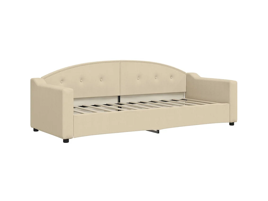 Cama 90x190 cm tela color crema ES87432