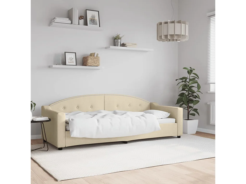 Lit-80x200 cm de repos crème tissu EGGB25575