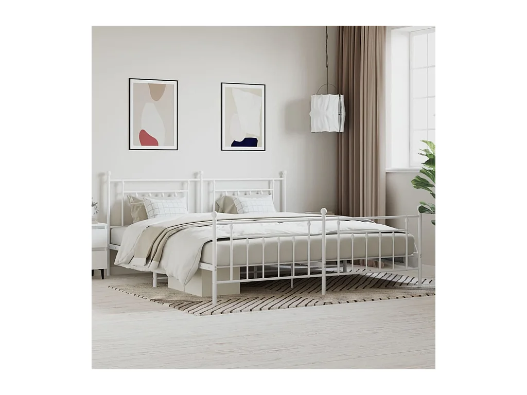 Bedframe met hoofd- en voeteneinde metaal wit 193x203 cm NL98809