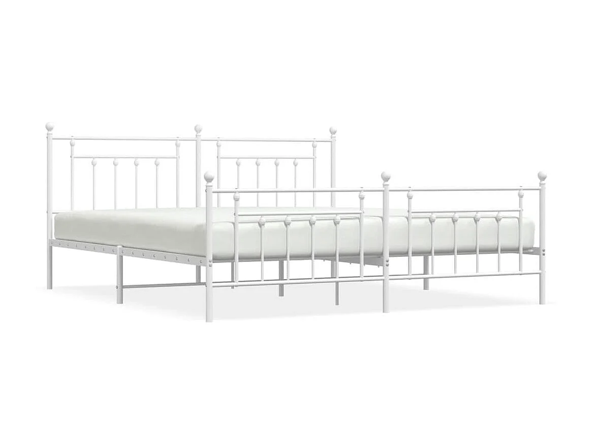 Lit-193x203 cm métal avec tête de lit/pied de lit blanc EGGB44138