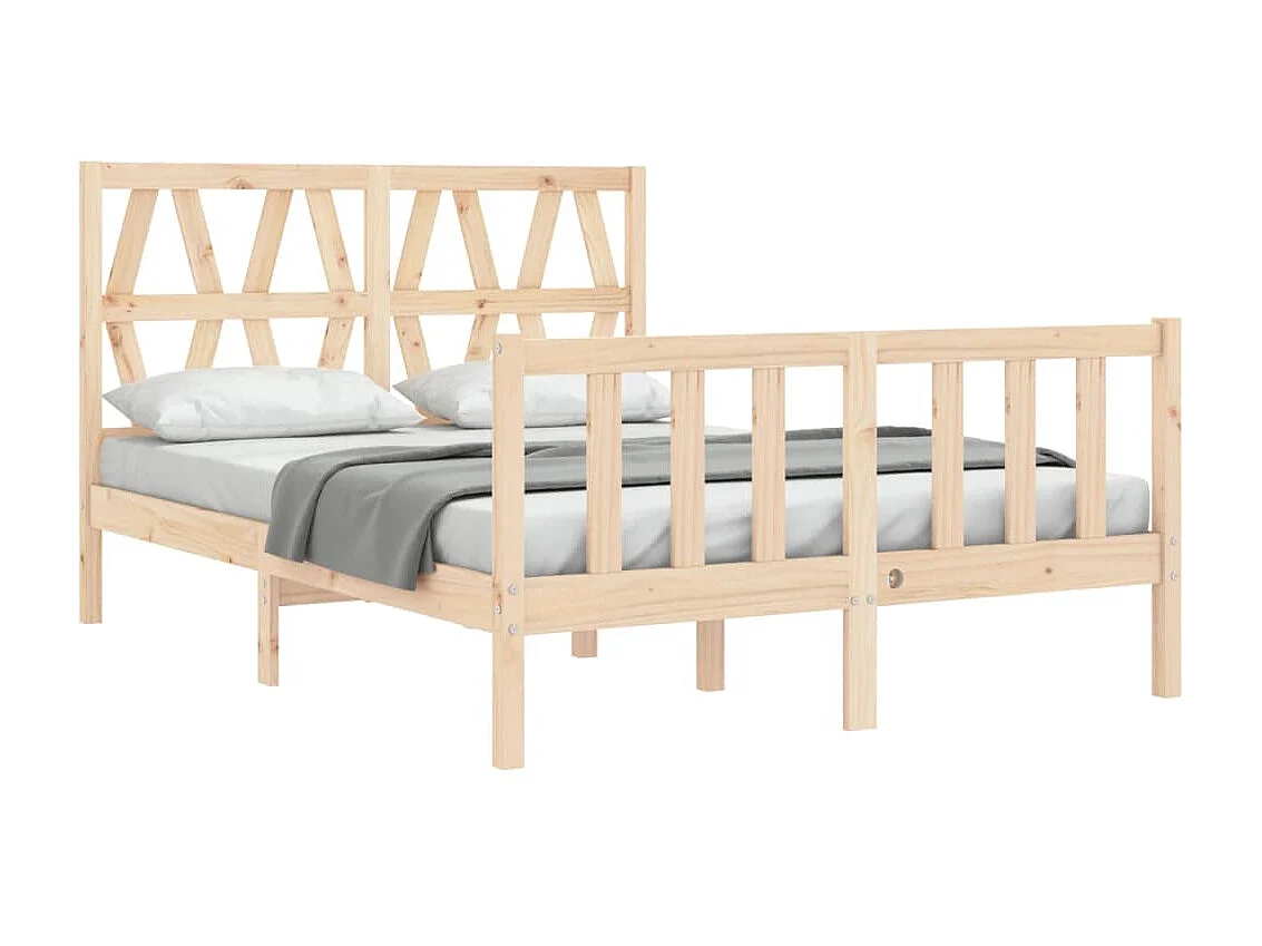 Lit-135x190 cm avec tête de lit double bois massif EGGB49731