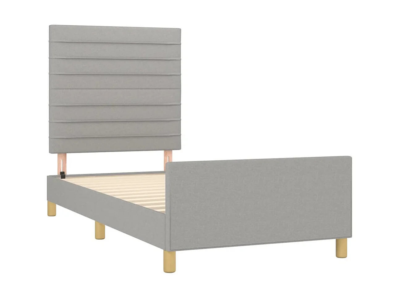 Cama 90x190 cm con cabecero de tela gris claro ES33775