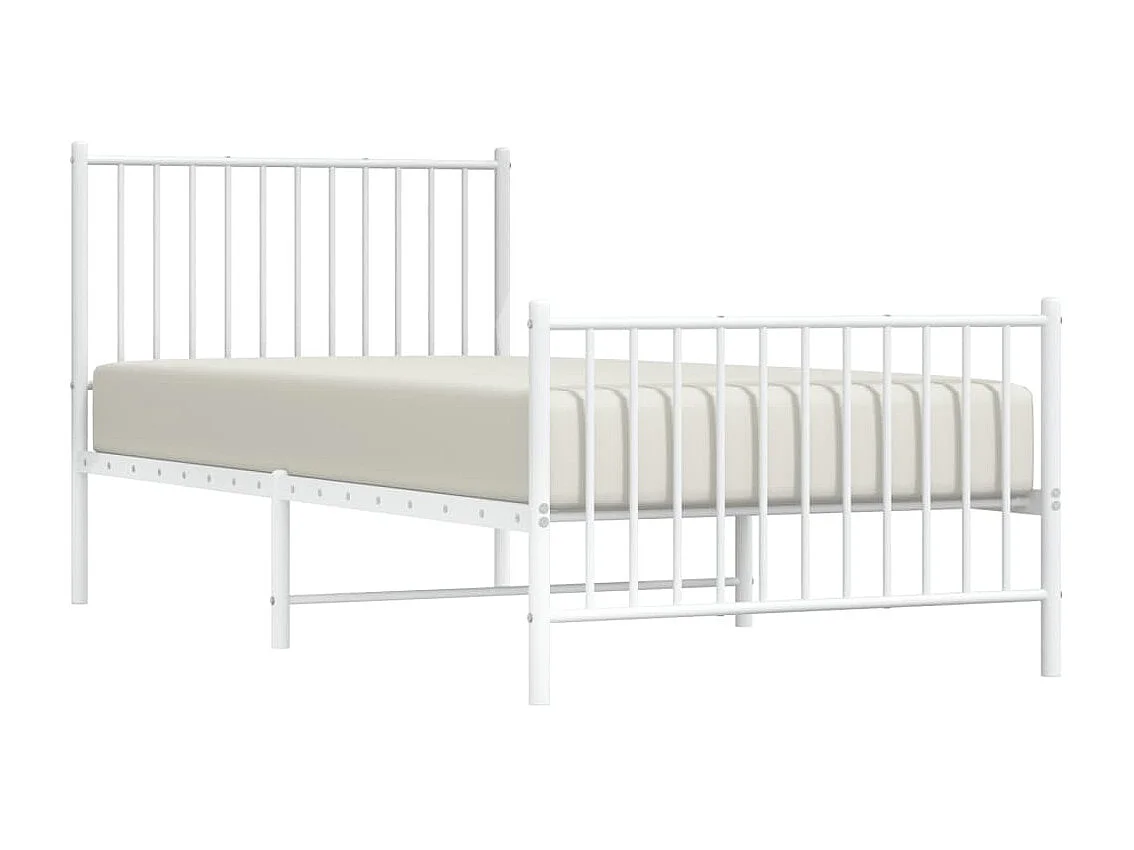 Cama com cabeceira e pés 90x200 cm metal branco PT281494