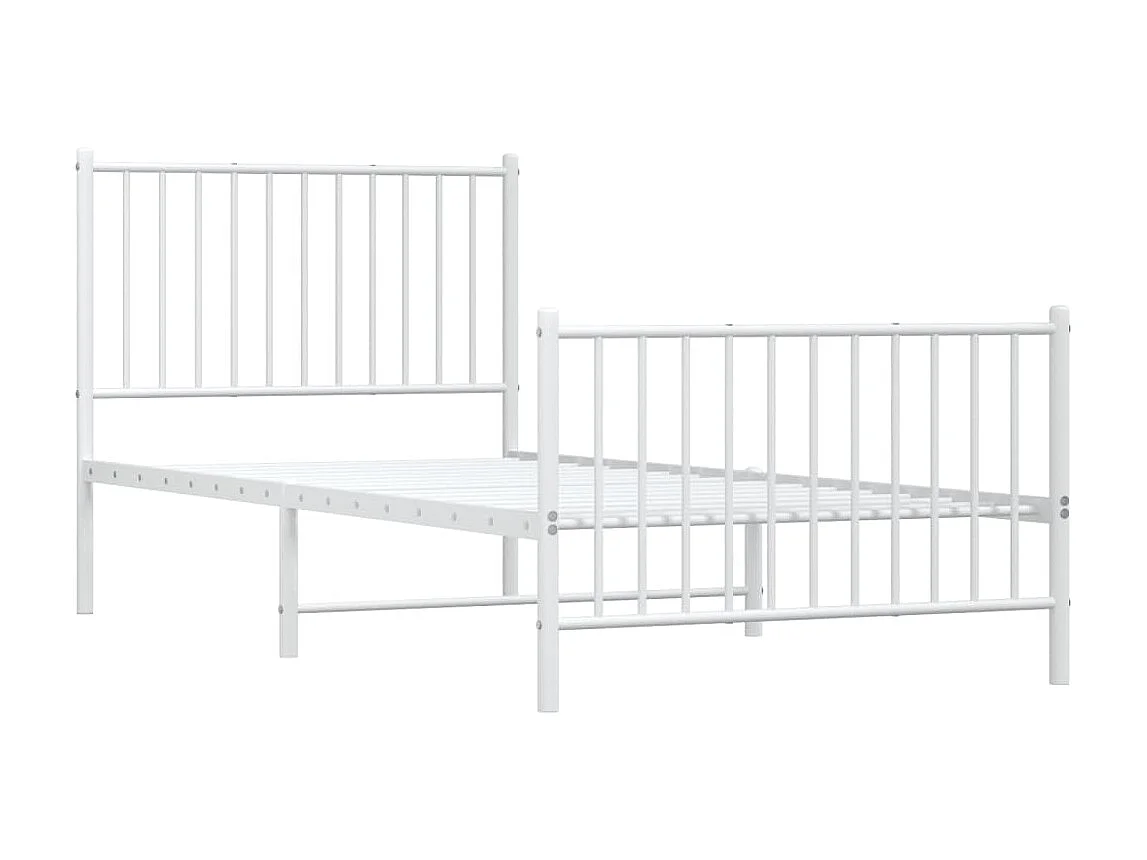 Cama com cabeceira e pés 90x200 cm metal branco PT281494