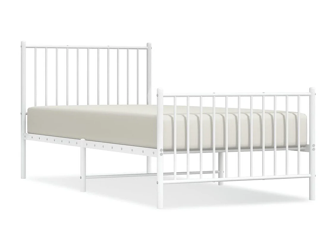 Cama 90x200 cm metal con cabecero y pie cama blanca ES24069