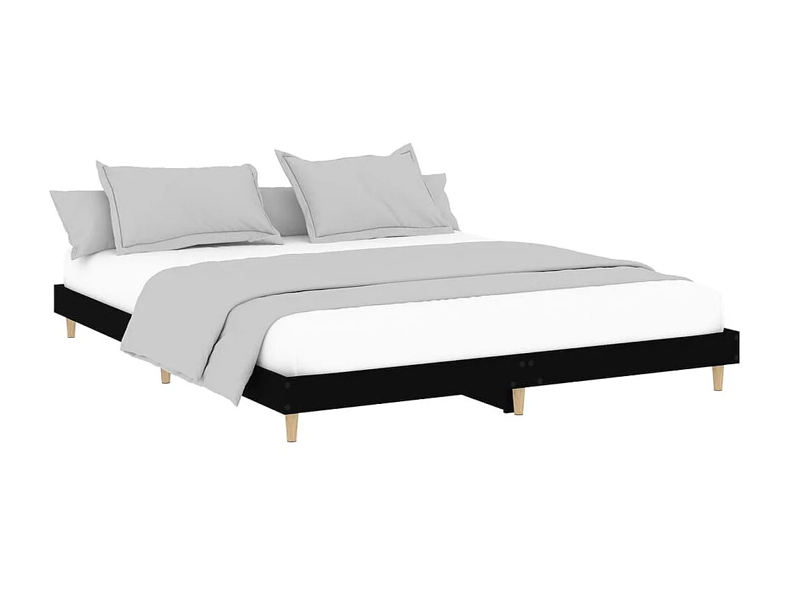 Lit-180x200 cm noir bois d'ingénierie EGGB84126