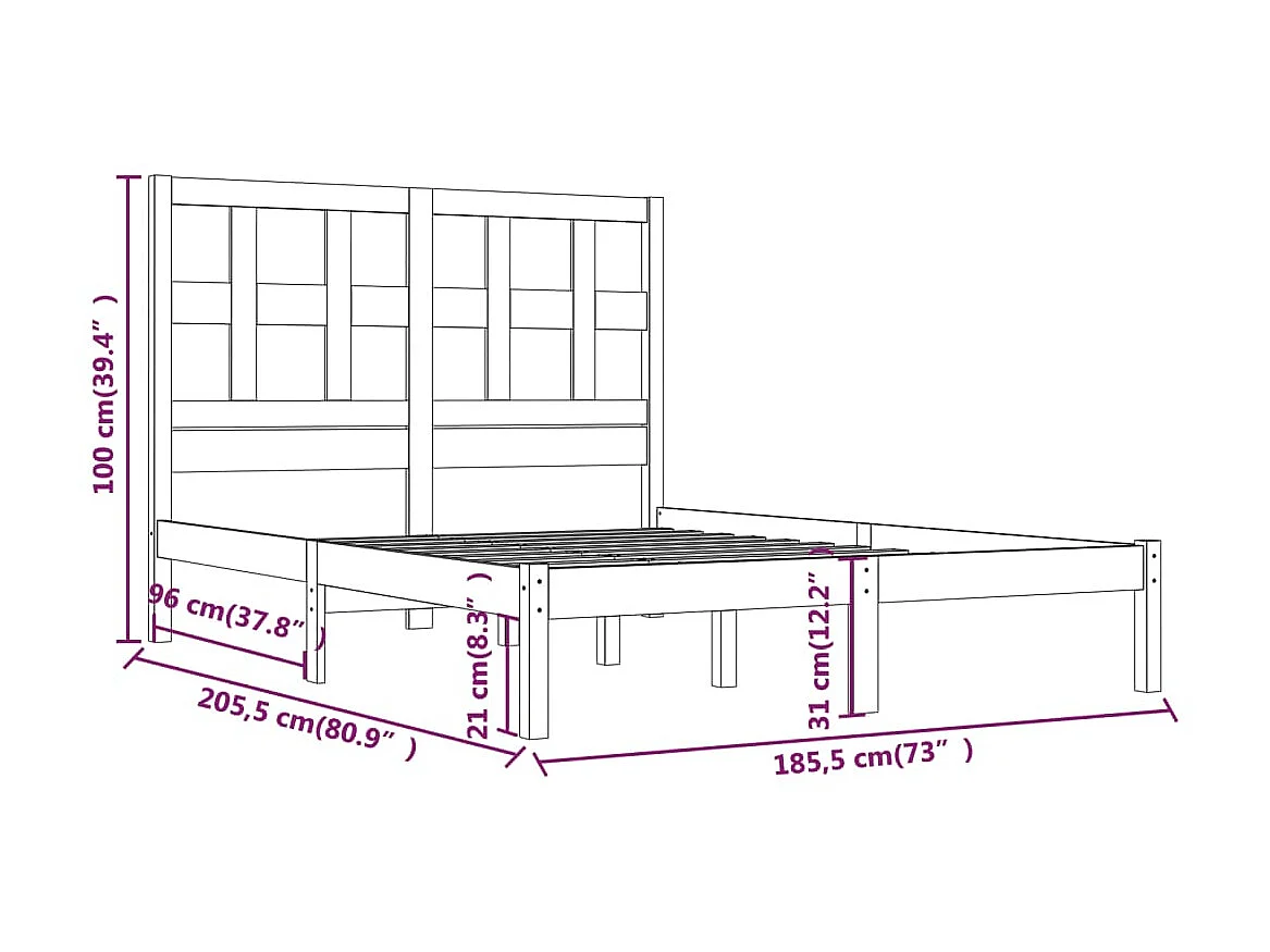 Cama 180x200 cm madera maciza blanco Super King ES76712