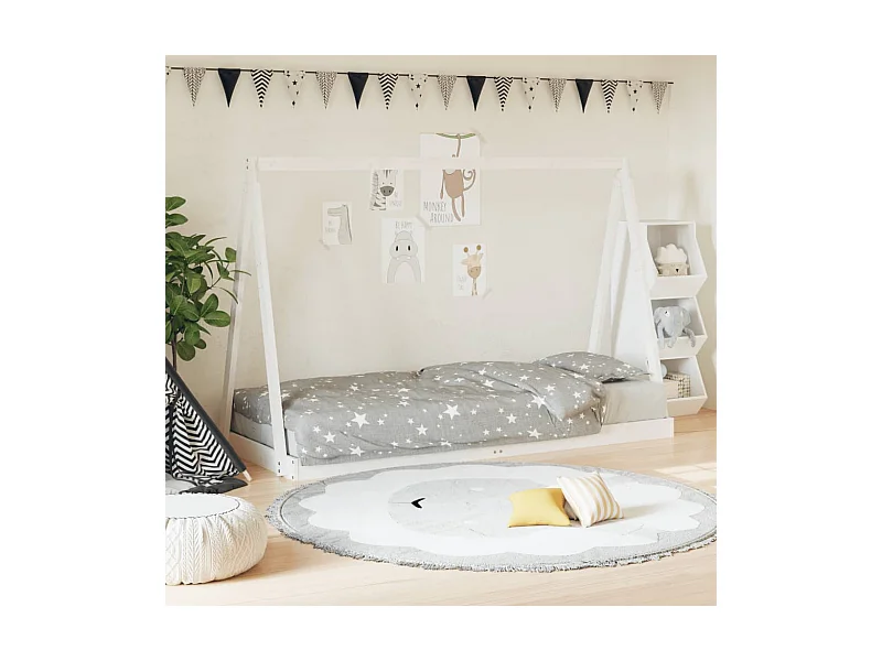 Lit-80x200 cm pour enfants blanc bois de pin massif EGGB78223