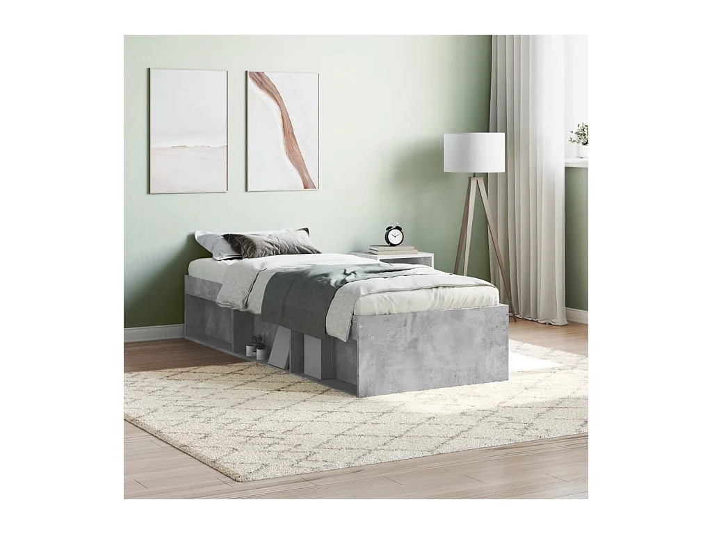 Lit-75x190 cm gris béton petit simple EGGB48546