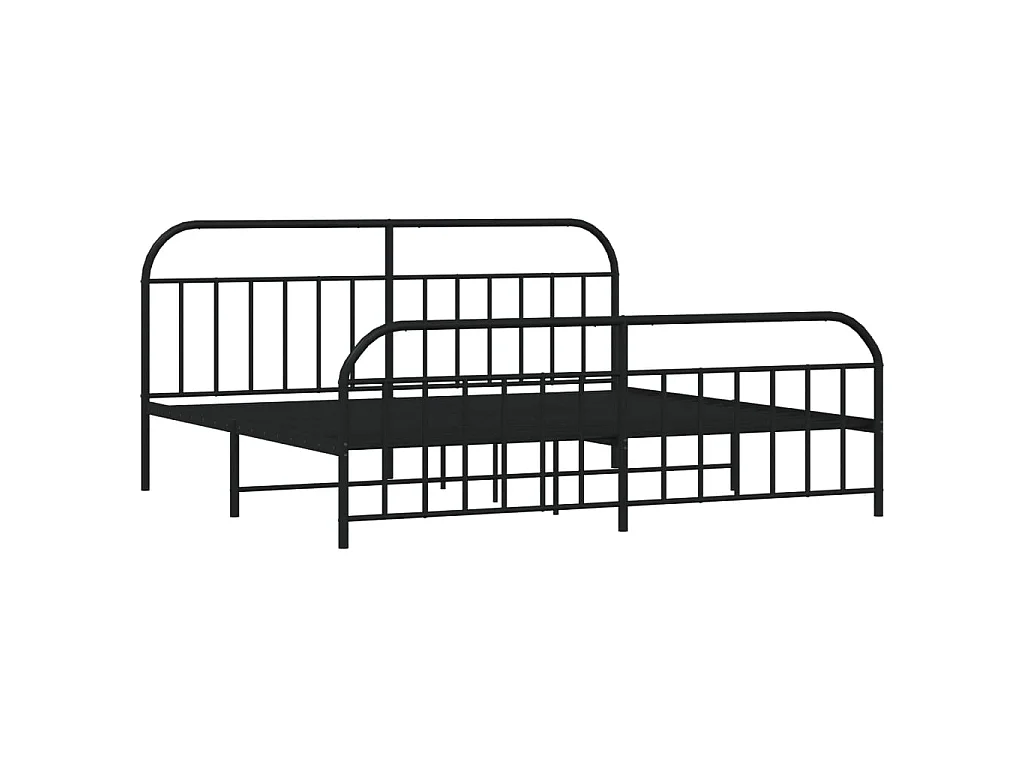 Cama com cabeceira e pés 200x200 cm metal preto PT775841