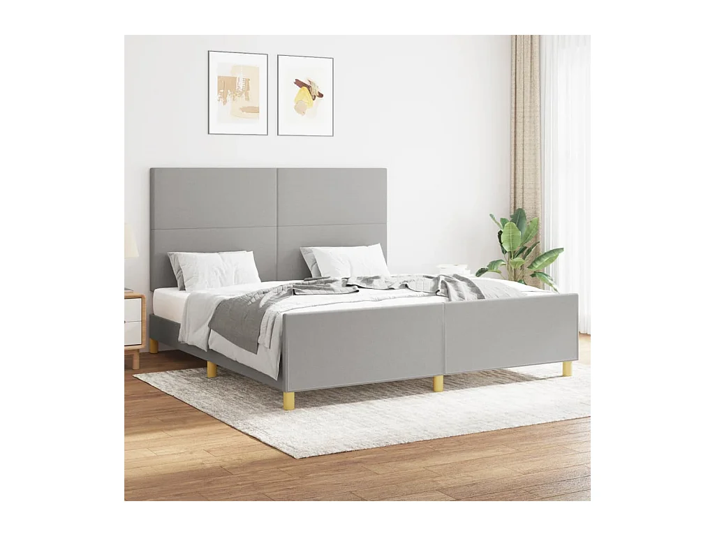 Lit-160x200 cm avec tête de lit Gris clair Tissu EGGB90590
