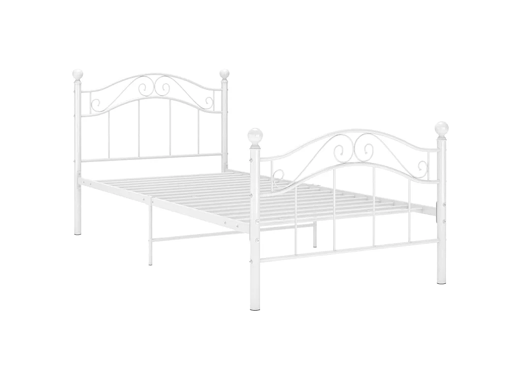Cama 90x200 cm de metal blanco ES20236