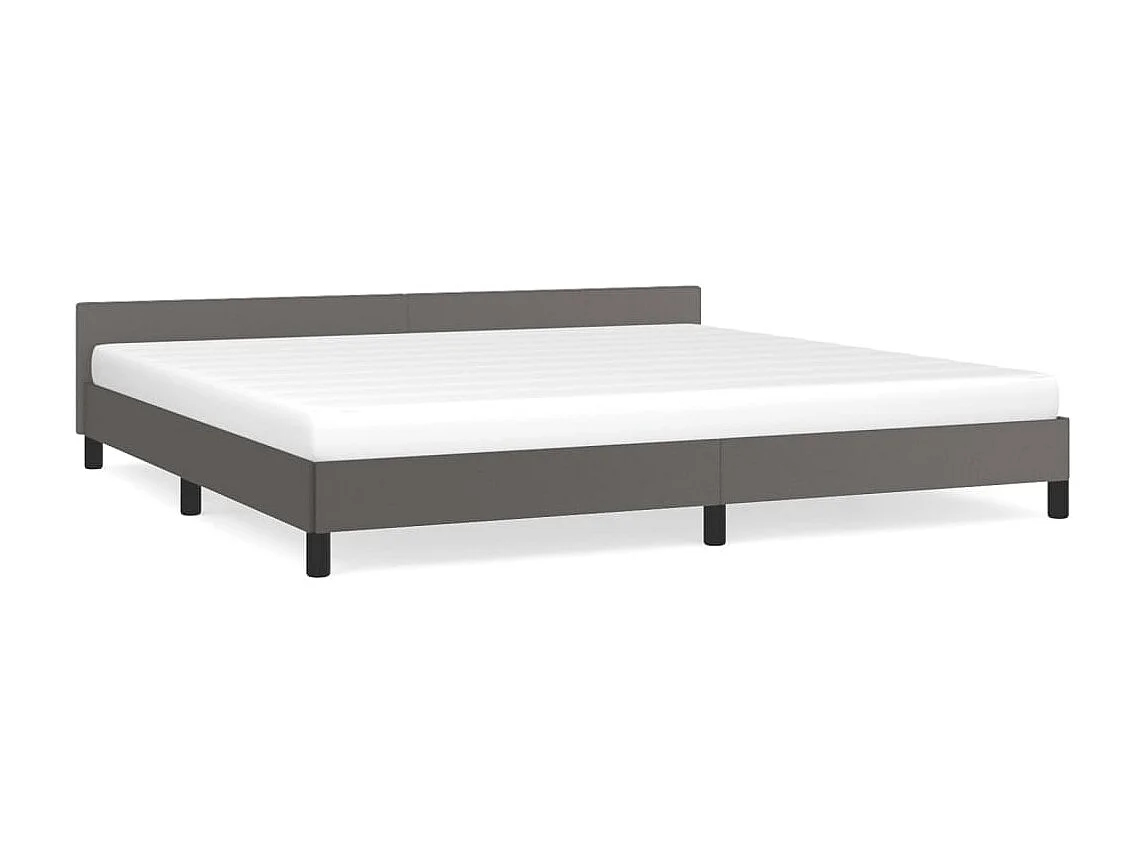 Cama 200x200 cm con cabecero cuero sintético gris ES83410