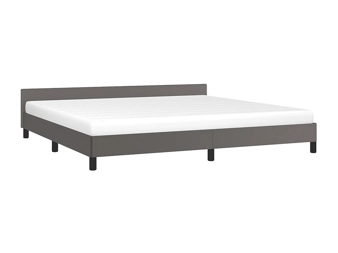 Cama 200x200 cm con cabecero cuero sintético gris ES83410
