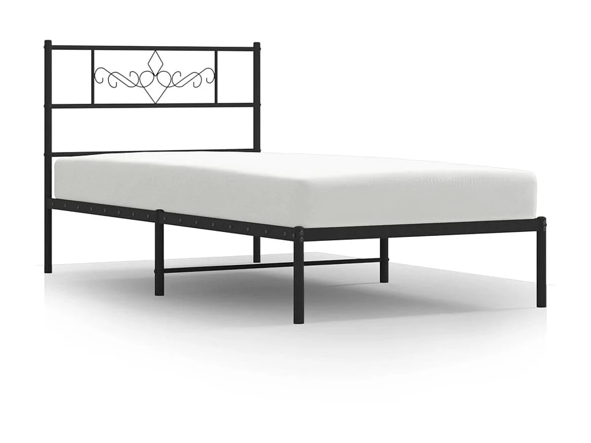 Cama com cabeceira 90x200 cm metal preto PT262218