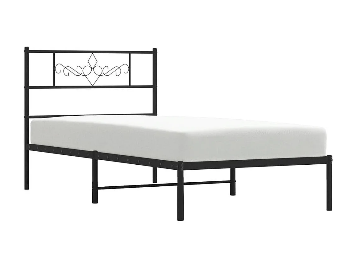 Cama com cabeceira 90x200 cm metal preto PT262218