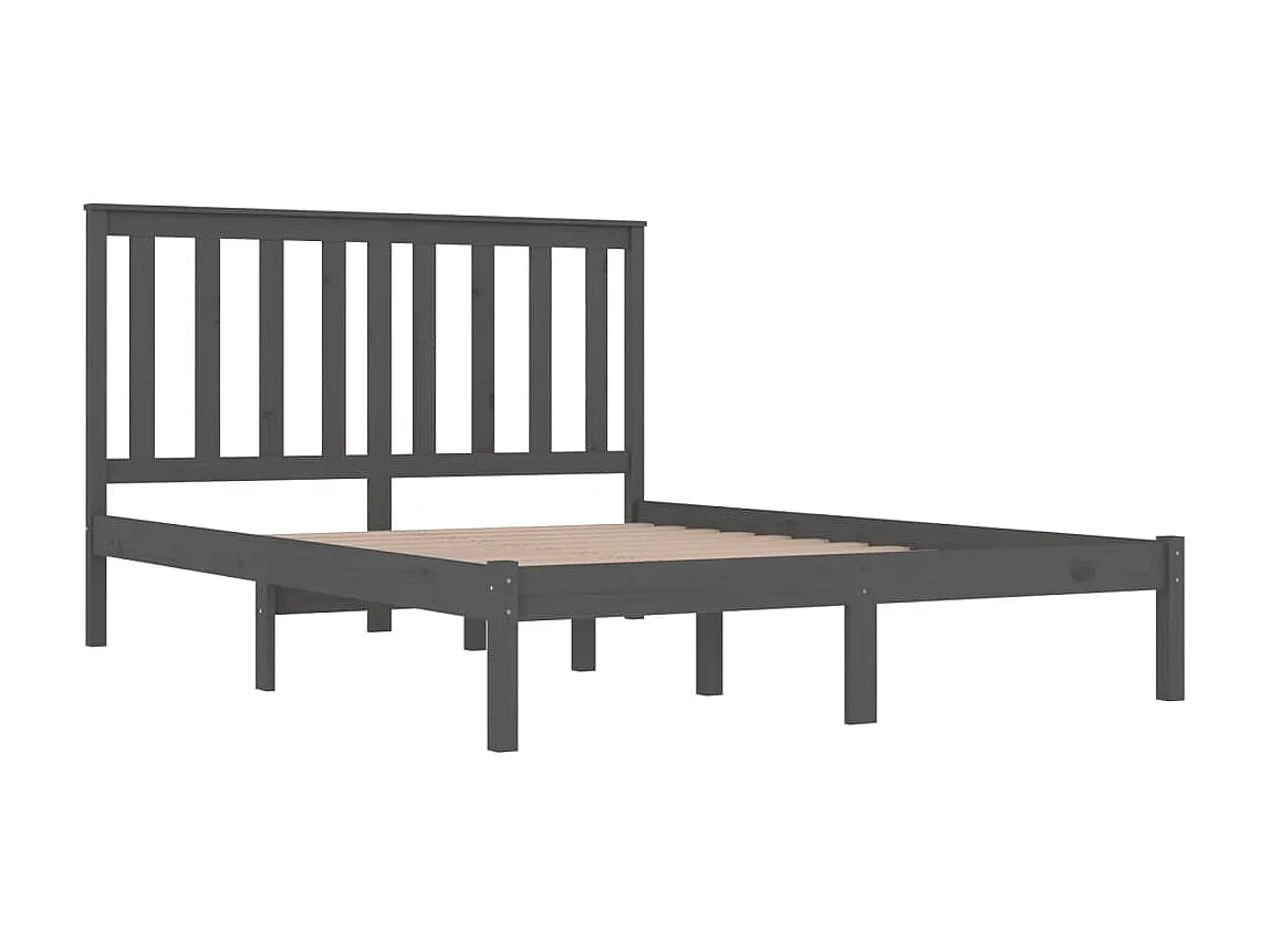 Lit-200x200 cm Gris Bois de pin massif EGGB77645