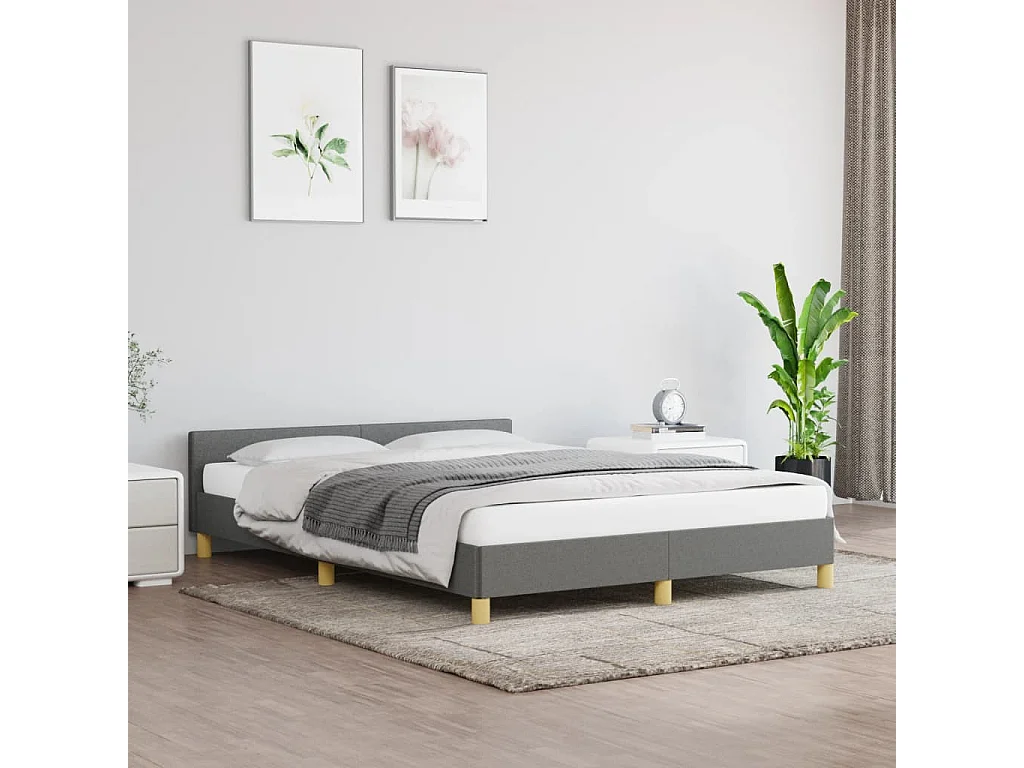 Lit-140x190 cm avec tête de lit Gris foncé Tissu EGGB58229