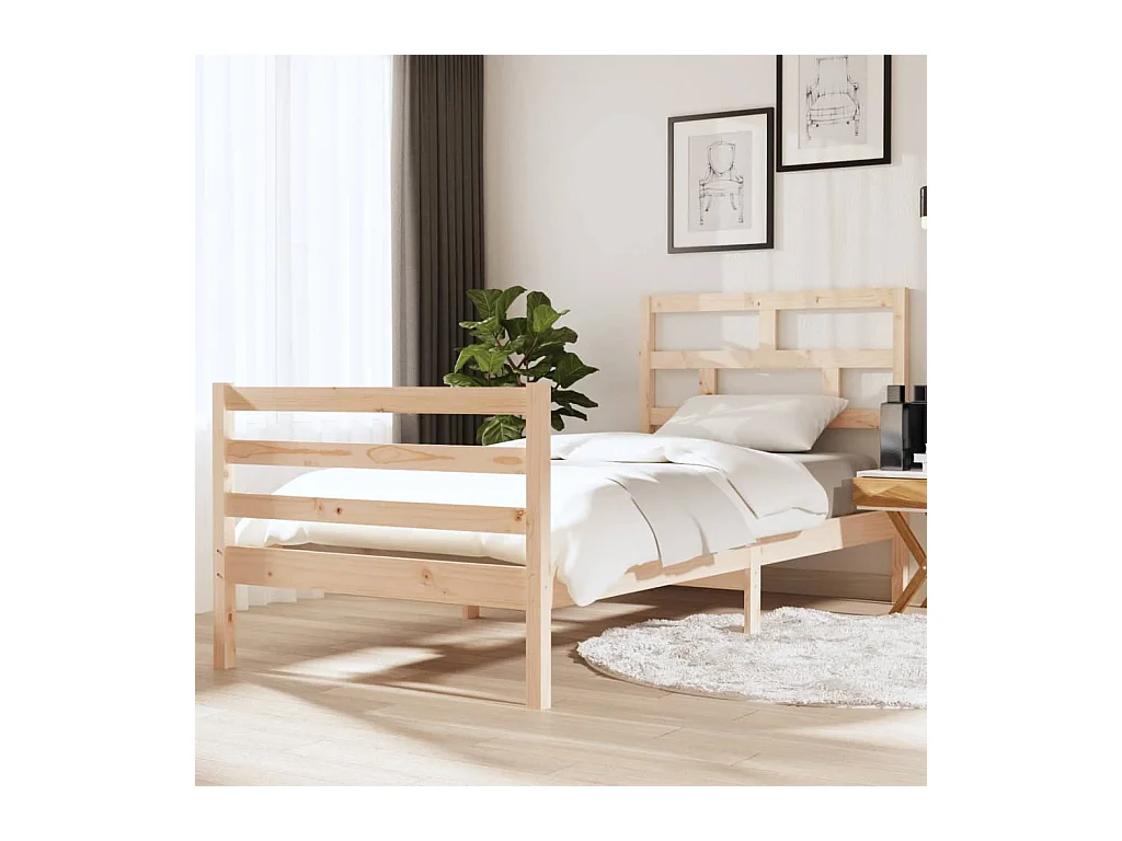 Lit-90x190 cm Bois massif Simple EGGB35662