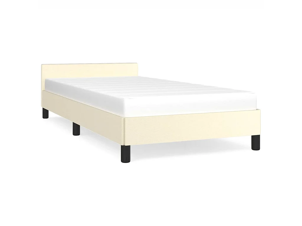 Cama c/ cabeceira couro artificial 90x200 cm creme PT637124
