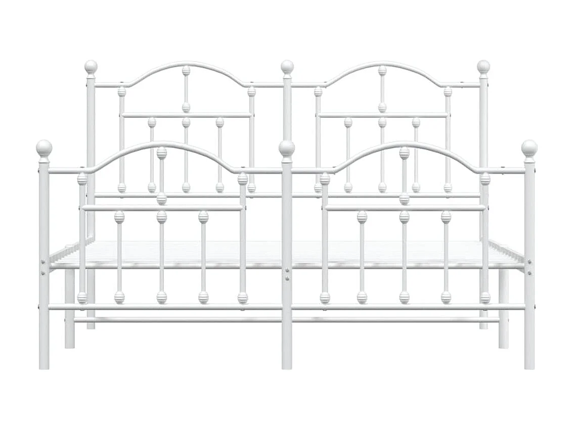 Lit-140x200 cm métal avec tête de lit/pied de lit blanc EGGB16793