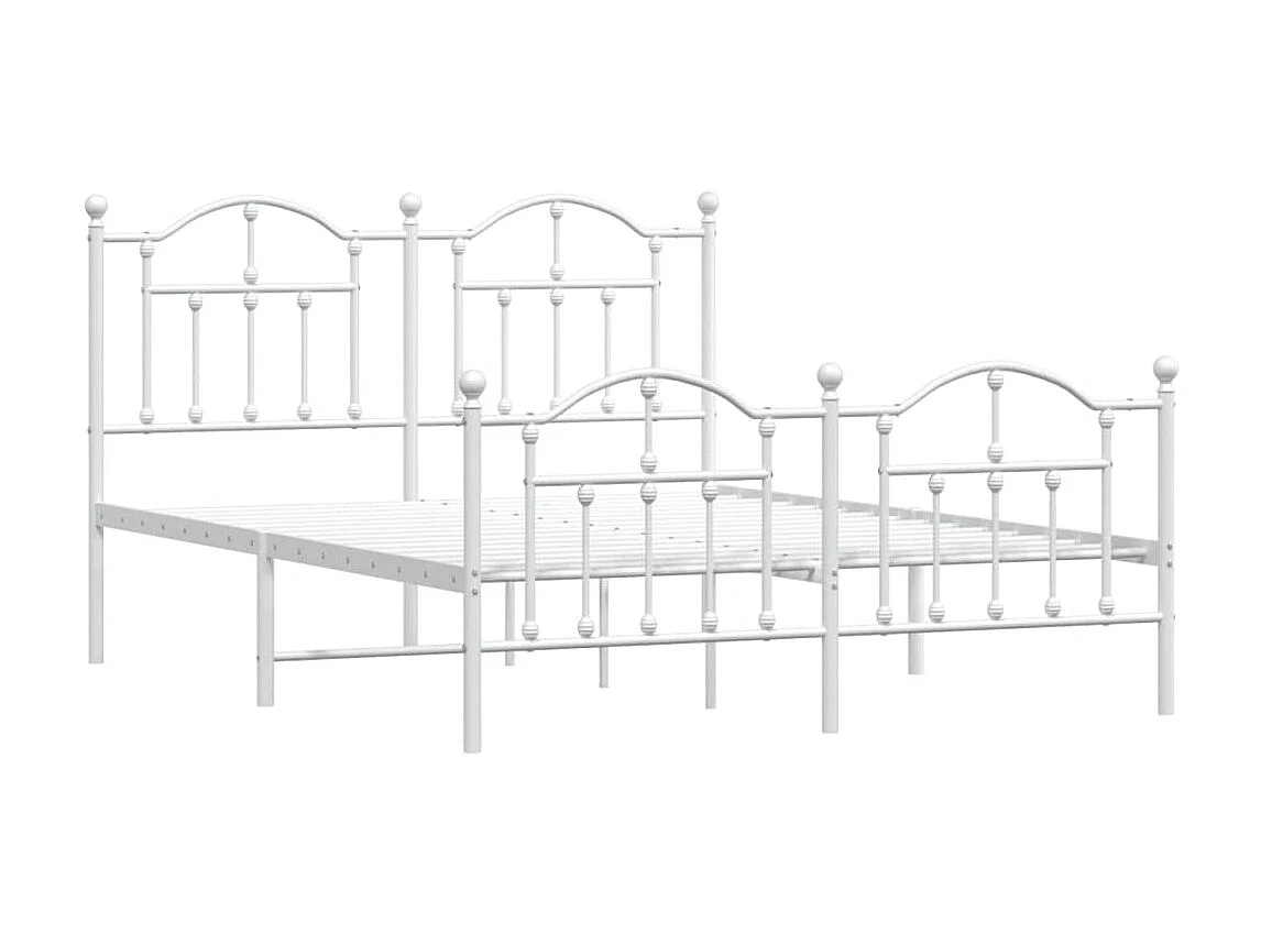 Lit-140x200 cm métal avec tête de lit/pied de lit blanc EGGB16793