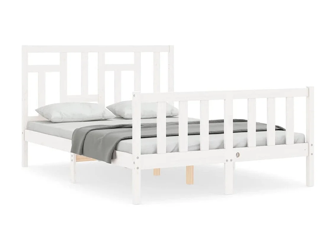 Bedframe met hoofdbord massief hout wit 140x200 cm NL74814