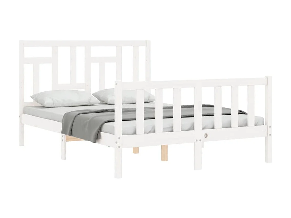 Bedframe met hoofdbord massief hout wit 140x200 cm NL74814