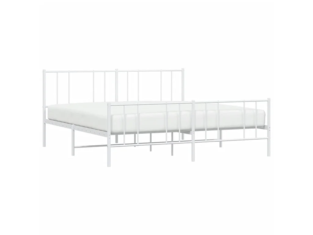 Lit-193x203 cm métal avec tête de lit/pied de lit blanc EGGB22210
