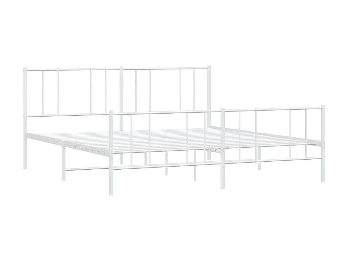 Lit-193x203 cm métal avec tête de lit/pied de lit blanc EGGB22210