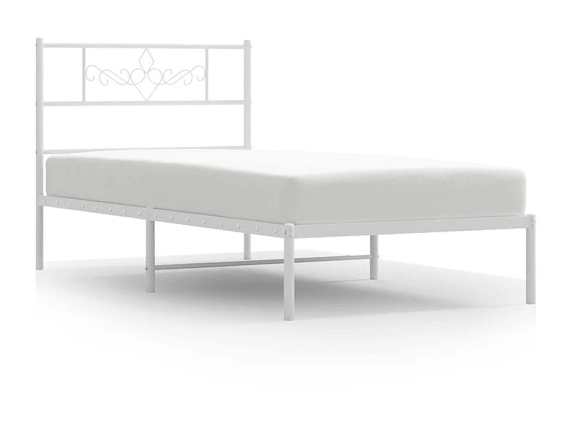 Cama em metal com cabeceira 107x203 cm branco PT299775
