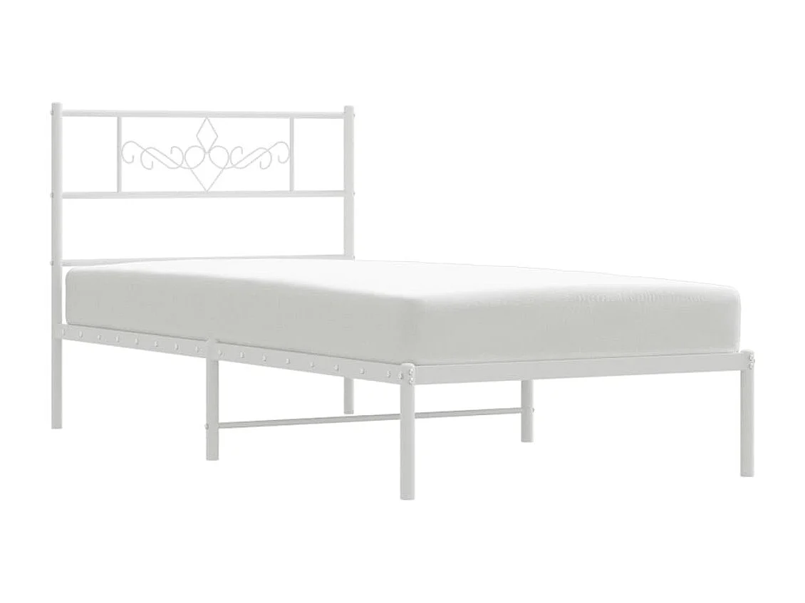 Cama em metal com cabeceira 107x203 cm branco PT299775