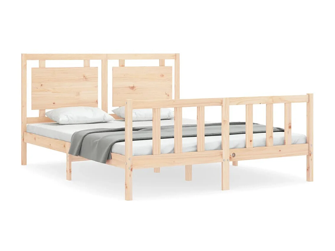 Lit-150x200 cm avec tête de lit King Size bois massif EGGB51678
