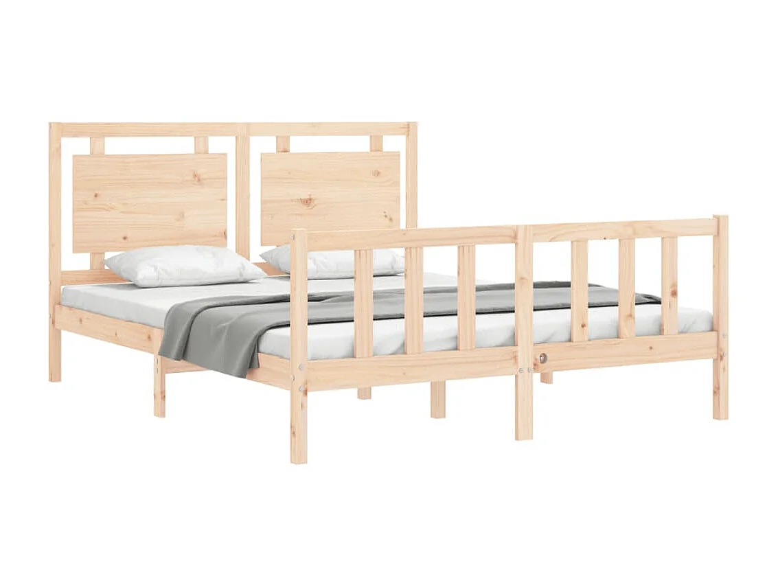 Lit-150x200 cm avec tête de lit King Size bois massif EGGB51678