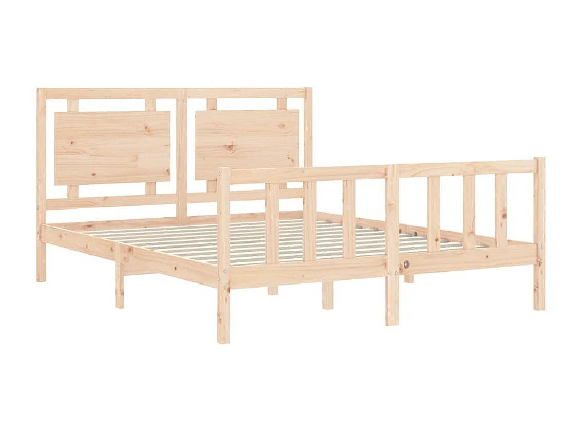 Lit-150x200 cm avec tête de lit King Size bois massif EGGB51678