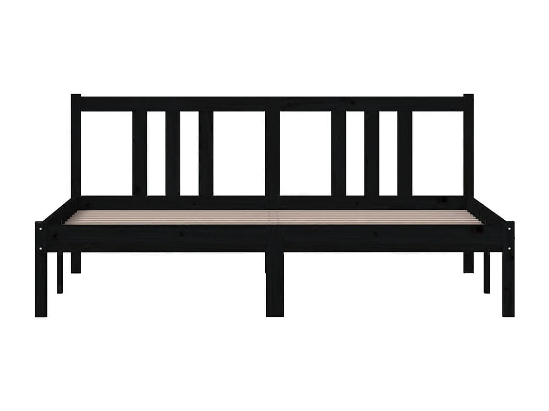 Lit-150x200 cm Noir Bois massif Très grand EGGB41552