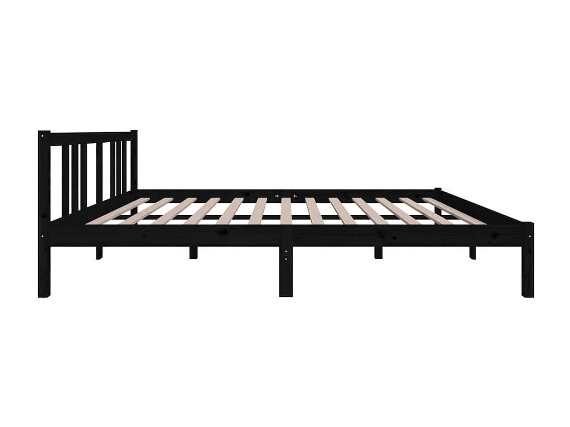 Lit-150x200 cm Noir Bois massif Très grand EGGB41552