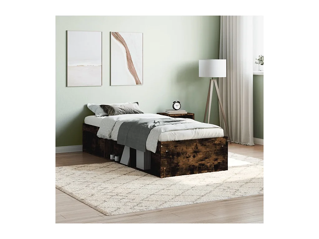 Lit-75x190 cm chêne fumé petit simple EGGB71342