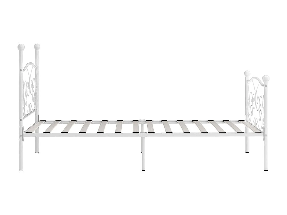 Lit-90x200 cm et sommier à lattes Blanc Métal EGGB52153