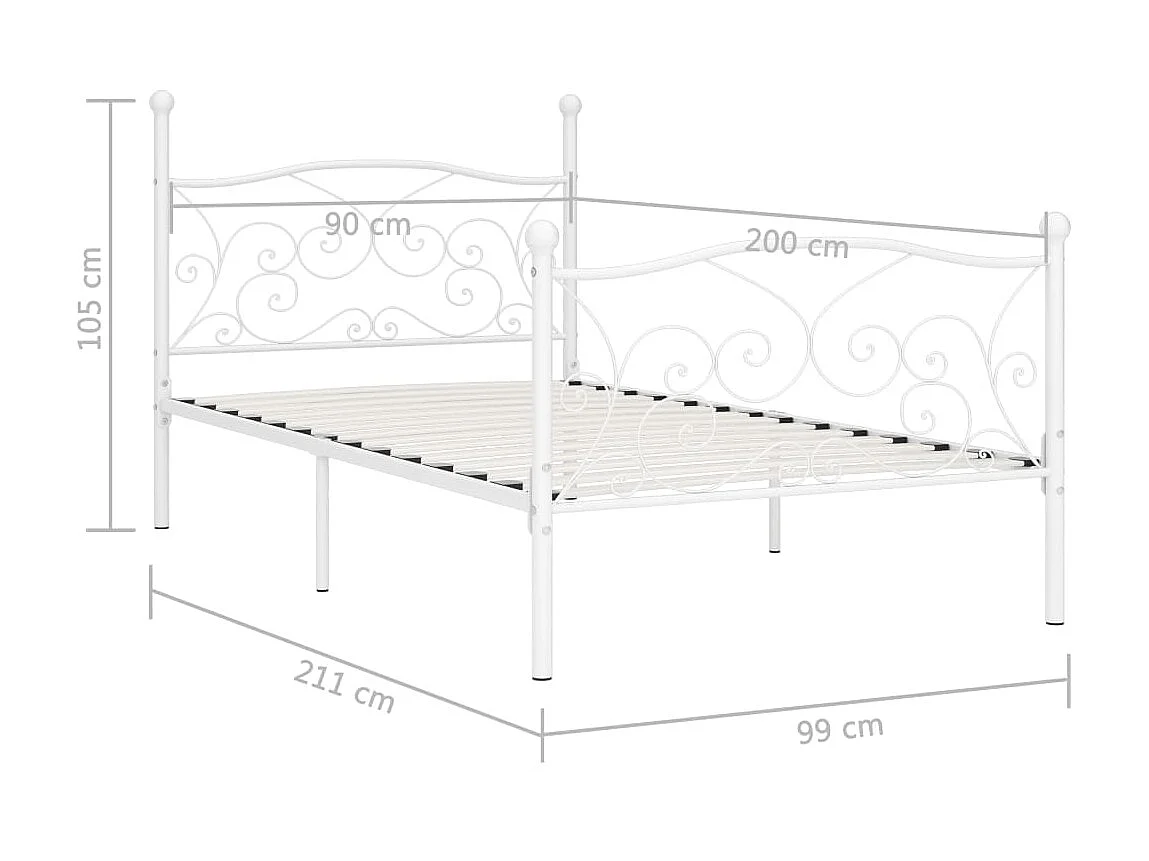 Bedframe met lattenbodem metaal wit 90x200 cm NL13642