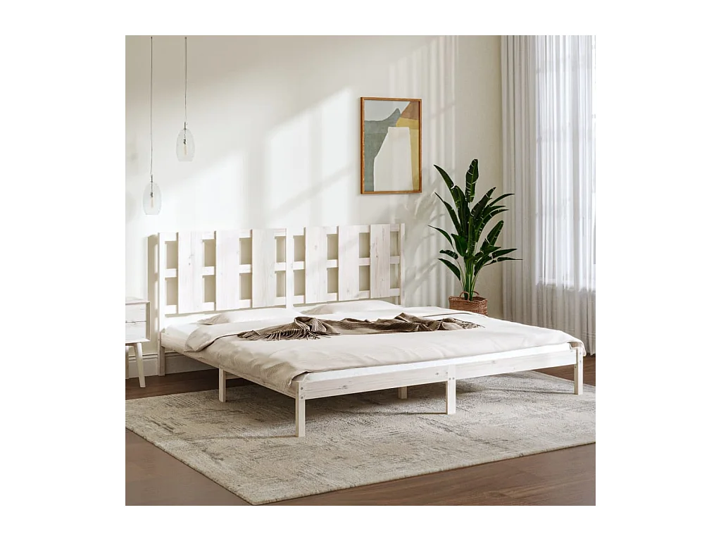 Cama 180x200 cm madera maciza blanco Supe King ES64028