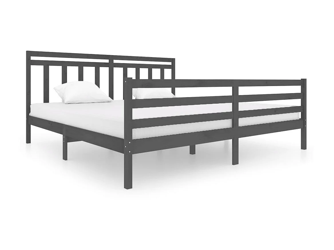 Lit-200x200 cm Gris Bois massif EGGB51394