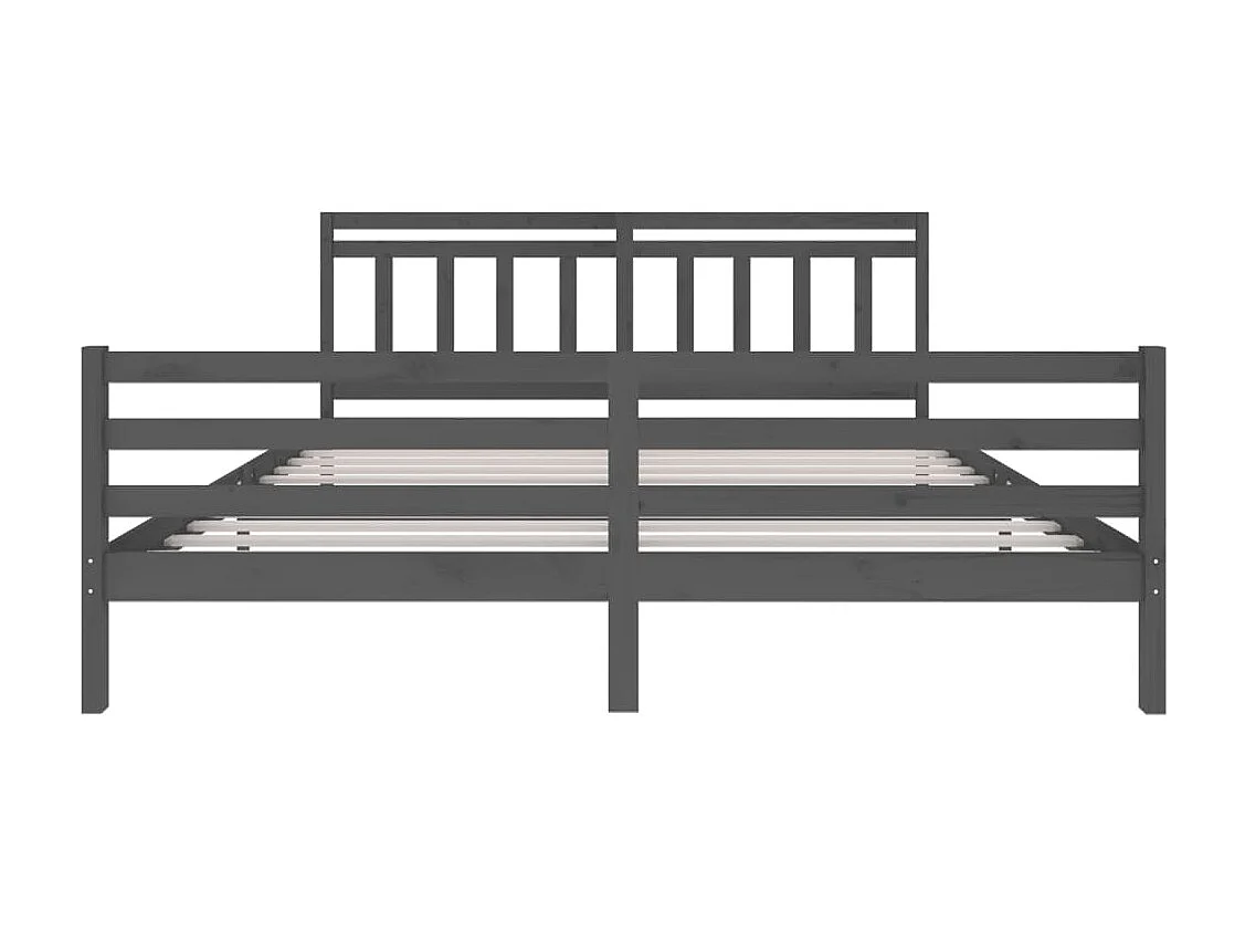 Lit-200x200 cm Gris Bois massif EGGB51394