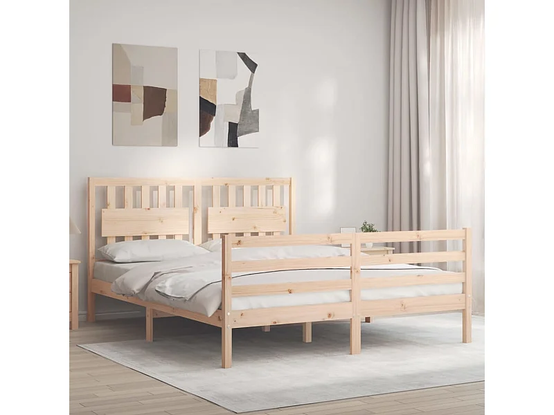 Lit-160x200 cm avec tête de lit bois massif EGGB51566